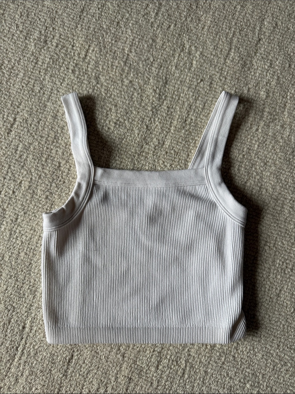 Cotton On White Ribbed Square-Neck Crop Tank